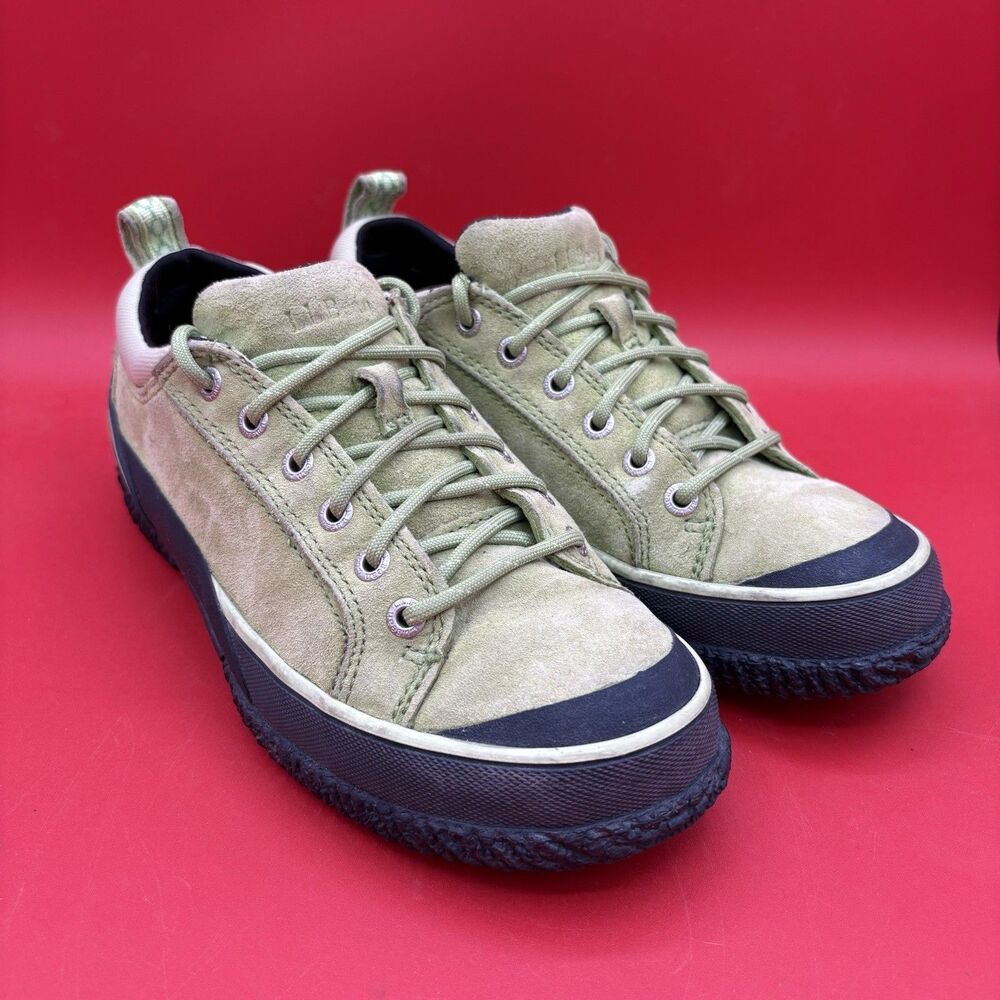 LL Bean Woman's Moss Green Suede Nubuck Leather Lace-Up Sneakers Size 8M